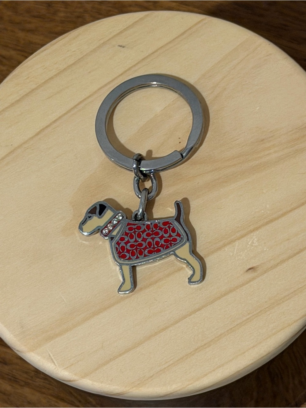 Coach Dog Signature Red Charm Keychain